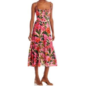 FARM Rio Pink Floral Midi Dress